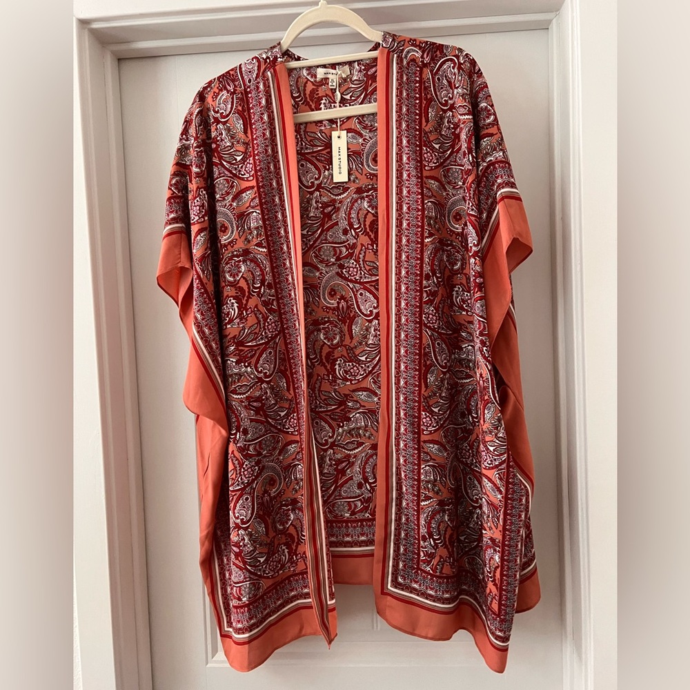 Gorgeous floral paisley kimono cover up new with tags MAX STUDIO size xl